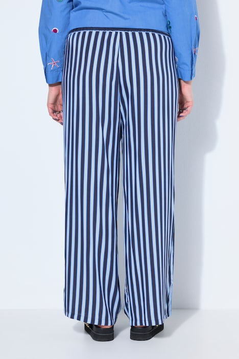 Pantaloni a vita alta, gamba ampia, righe