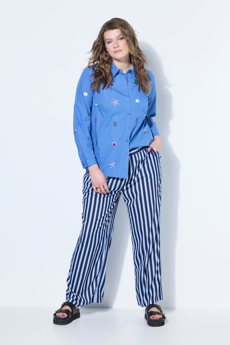 Pantaloni a vita alta, gamba ampia, righe