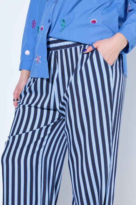 Pantaloni a vita alta, gamba ampia, righe