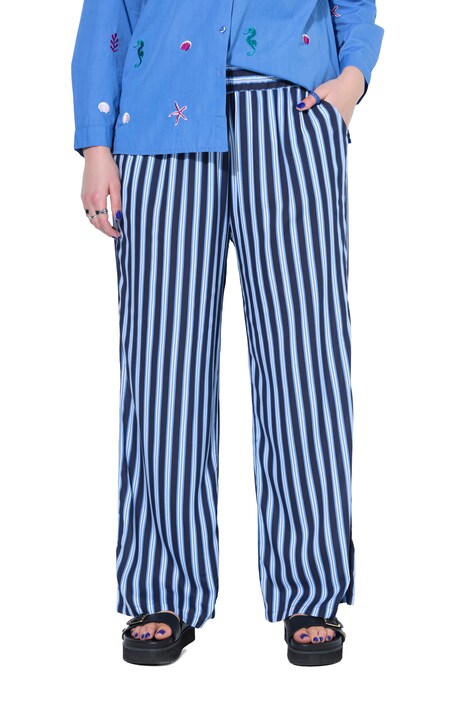 Kalhoty, široké nohavice, vysoký pas, pruhy