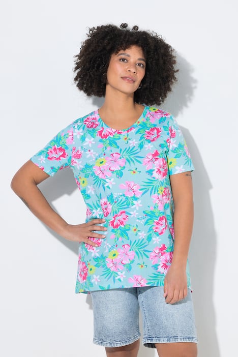 T-Shirt, bequeme Passform, Blumenmuster