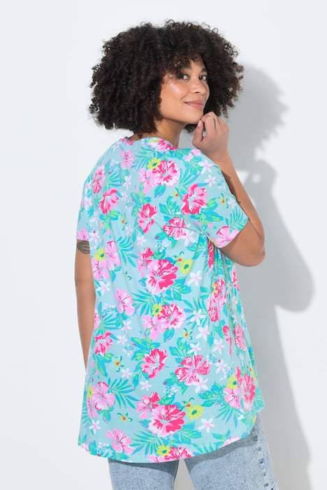 T-Shirt, bequeme Passform, Blumenmuster