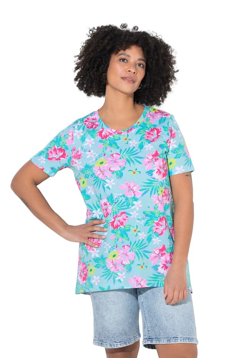 Tričko, volný střih, květinový