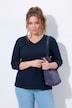 Sweatshirt, Piqué, V-Ausschnitt, 3/4-Arm, Biobaumwolle