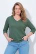 Sweatshirt, Piqué, V-Ausschnitt, 3/4-Arm, Biobaumwolle