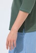 Sweatshirt, Piqué, V-Ausschnitt, 3/4-Arm, Biobaumwolle