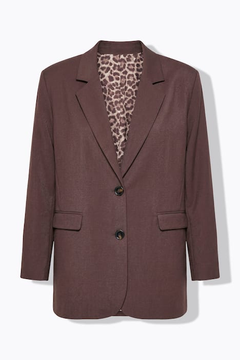 Blazer, oversized, revers, voering met luipaardprint