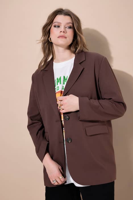 Blazer, oversized, revers, voering met luipaardprint