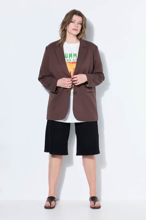 Blazer, oversized, revers, voering met luipaardprint