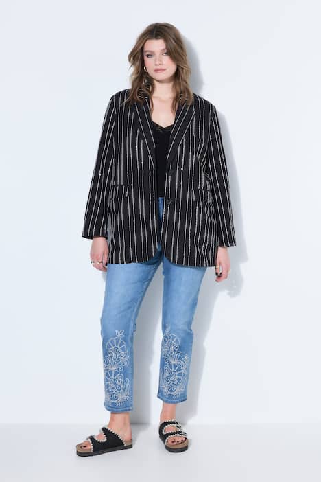 Blazer, oversized, krijtstrepen met pailletten