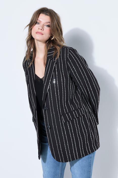 Blazer, oversized, krijtstrepen met pailletten
