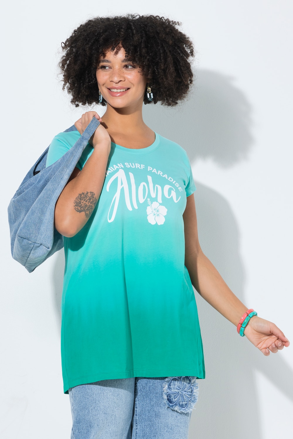 T-Shirt, A-Linie, Farbverlauf, kurze Cup-Ärmel