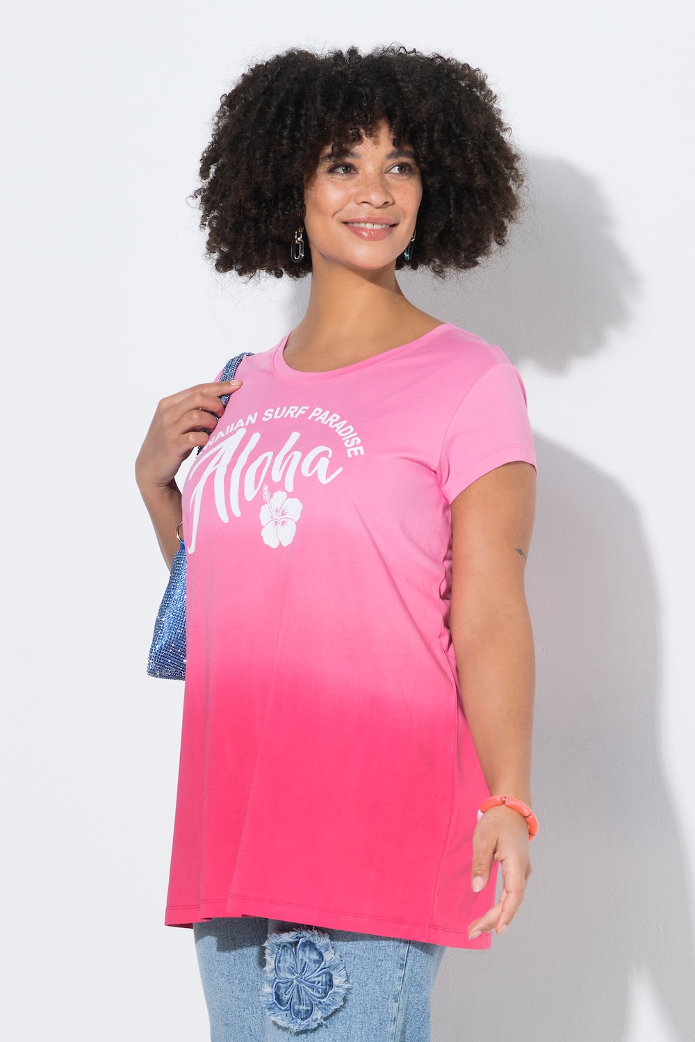 T-Shirt, A-Linie, Farbverlauf, kurze Cup-Ärmel