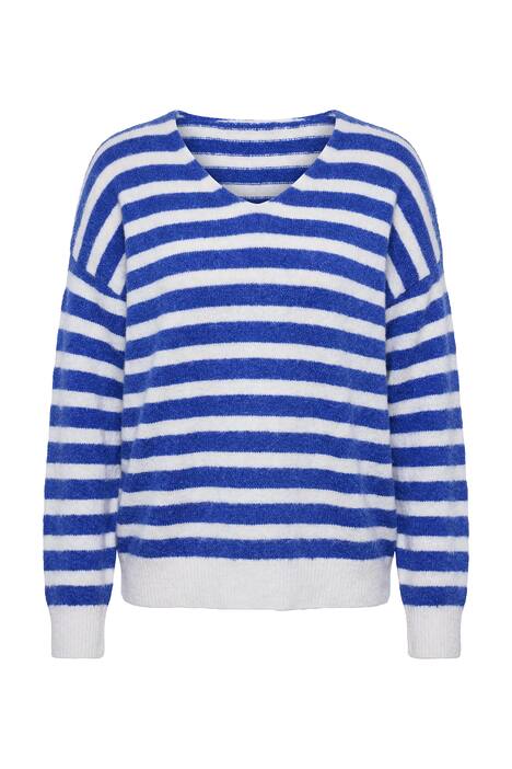 Pulovr, boxy střih, pruhovaný úplet