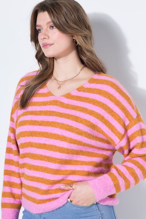 Pullover, Boxy Shape, Streifenstrick
