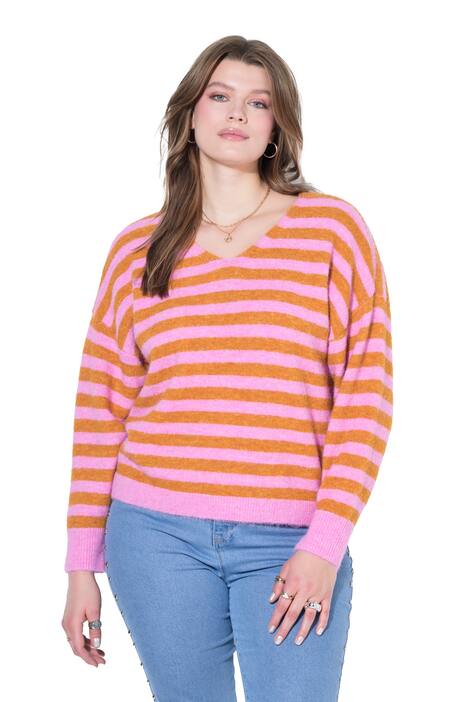 Pulovr, boxy střih, pruhovaný úplet