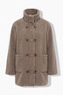 Teddy-Jacke, A-Linie, Kapuze, Knebelknöpfe