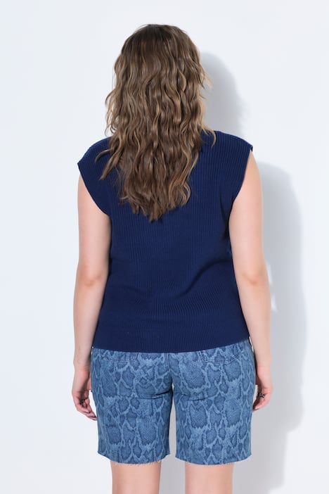 Gebreid vest, oversized, V-hals