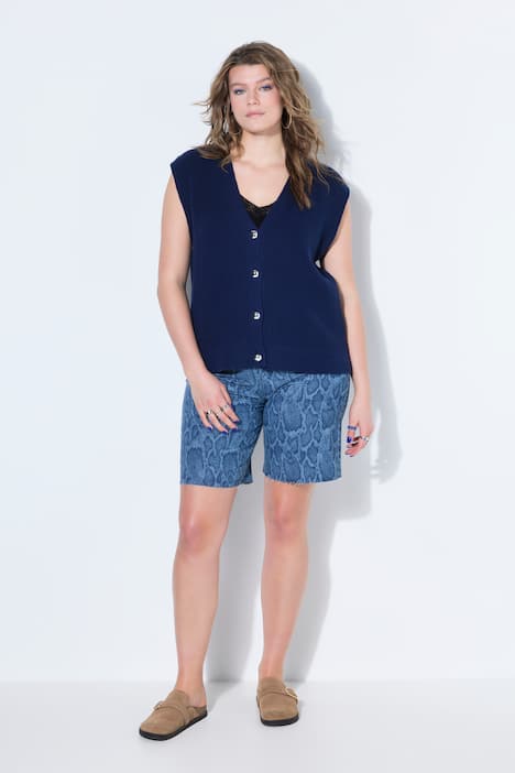 Gebreid vest, oversized, V-hals