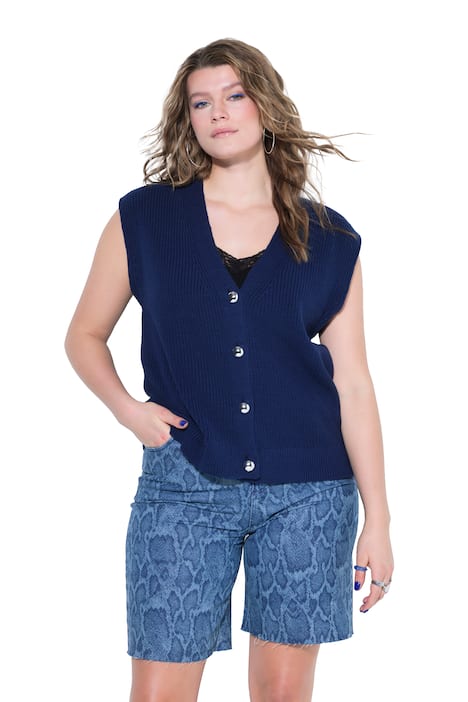 Pletená vesta, volný střih, výstřih do V