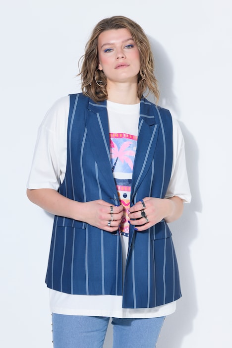 Blazer évasé sans manches, rayures fines, fentes latérales