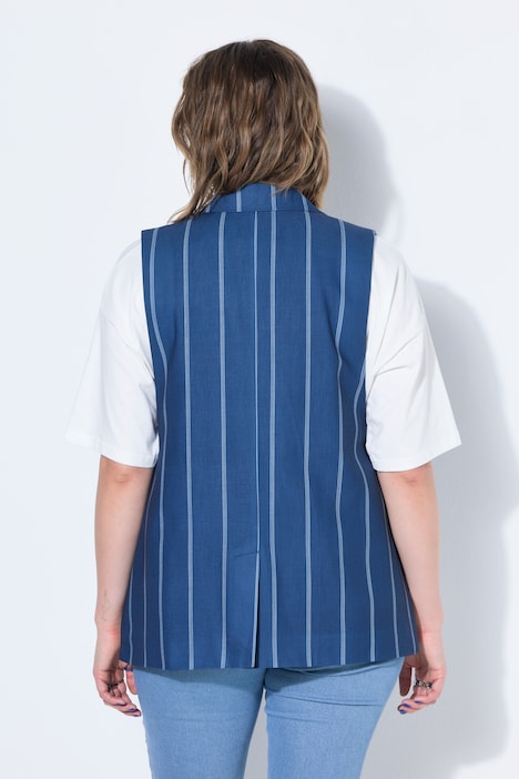 Blazer évasé sans manches, rayures fines, fentes latérales