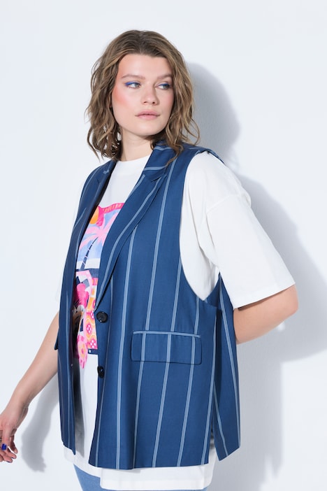 Blazer évasé sans manches, rayures fines, fentes latérales