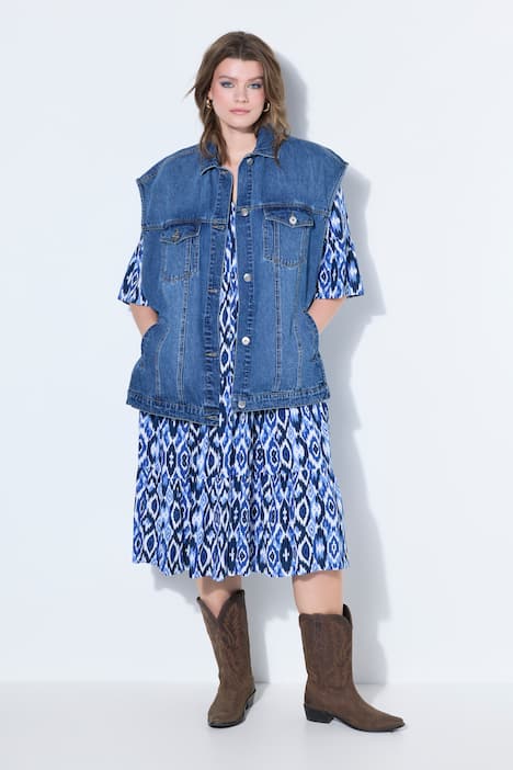 Jeansweste, oversized, offene Seitennähte