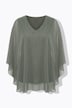 Mesh blouse, wijde pasvorm, motief, split achter