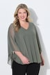 Mesh blouse, wijde pasvorm, motief, split achter