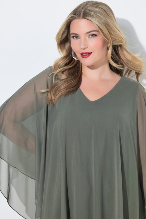 Mesh blouse, wijde pasvorm, motief, split achter