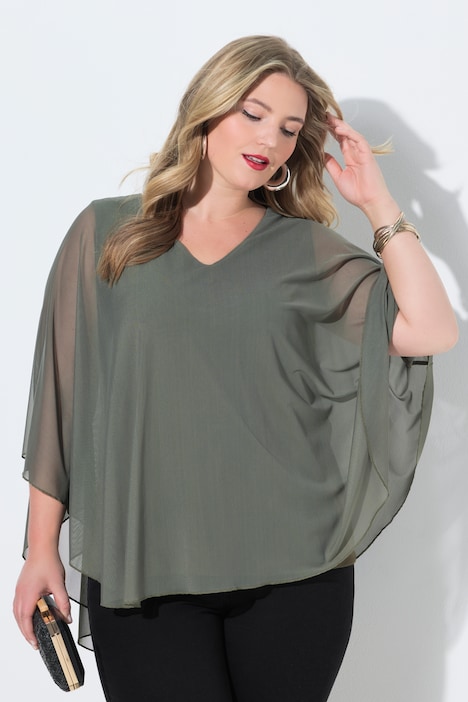 Blusa de malla, ajuste amplio, estampado, abertura en la espalda