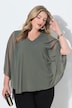 Mesh blouse, wijde pasvorm, motief, split achter