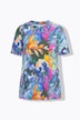 Eco Cotton Watercolor Leaves Elastic Neck Tee