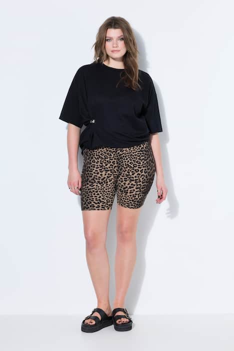 Fietsbroek, hoge taille, ribjersey, elastische tailleband