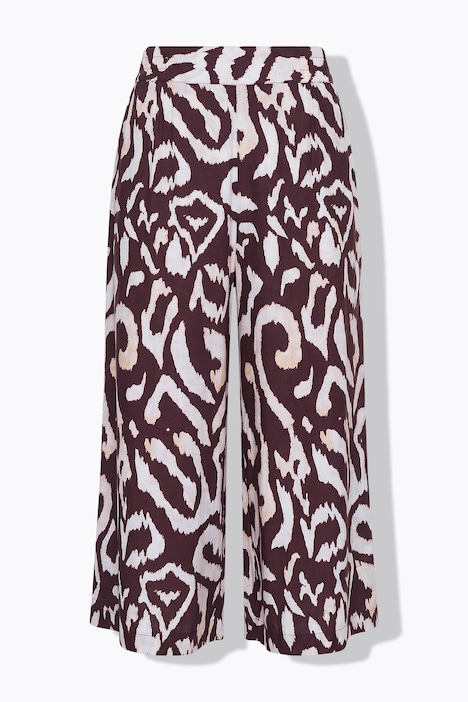 Pantaloni culotte, gamba ampia, vita alta, stampa