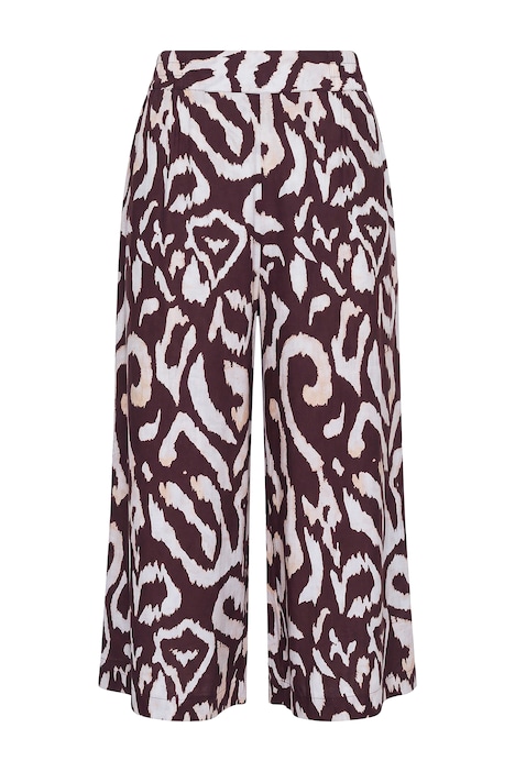 Kalhoty culotte, široký střih, vysoký pas, potisk