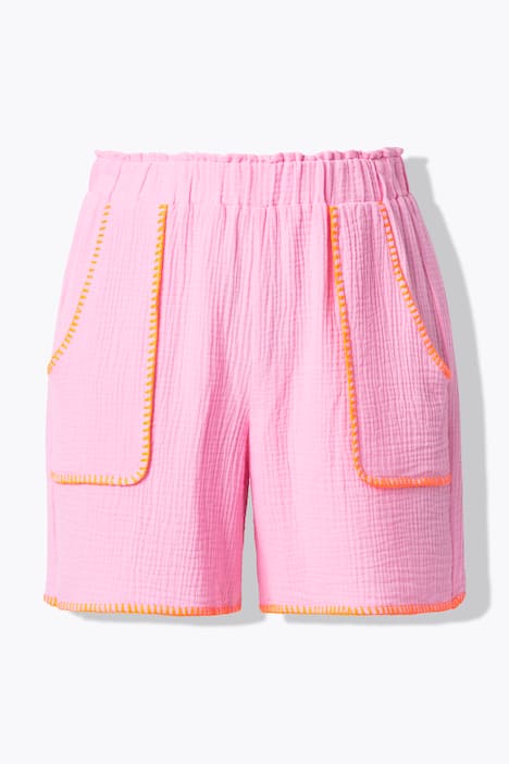 Shorts, Wide Legs, Musselin, Color-Einfassungen
