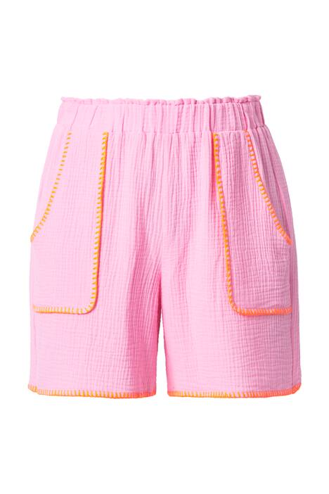 Šortky, široký střih, mušelín, barevný lem