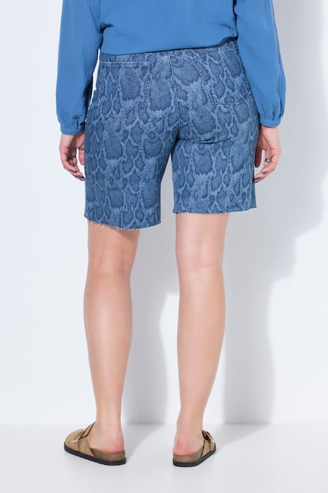 Jeans-Shorts, Wide Legs, High Waist, Snake, 5-Pocket