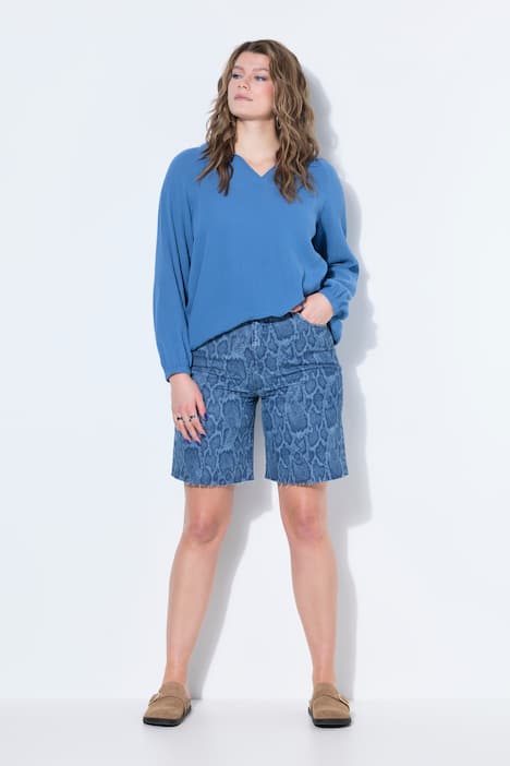 Jeans-Shorts, Wide Legs, High Waist, Snake, 5-Pocket