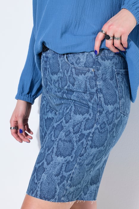 Jeans-Shorts, Wide Legs, High Waist, Snake, 5-Pocket