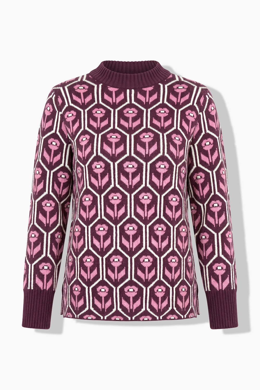 Pullover, Blüten, Stehkragen, Langarm, Biobaumwolle