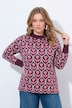 Pull en coton bio, motif à fleurs, col montant et manches longues