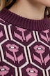 Pull en coton bio, motif à fleurs, col montant et manches longues