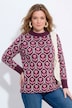 Pull en coton bio, motif à fleurs, col montant et manches longues