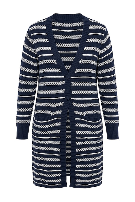Long-Strickjacke, V-Ausschnitt, Langarm, Biobaumwolle