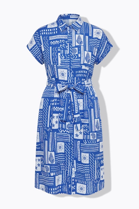 Midimekko, oversized, mosaiikkikuvio, lyhyet hihat