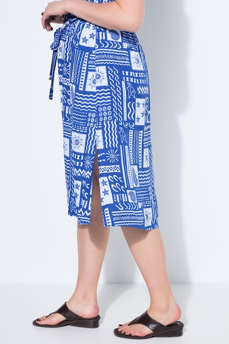 Midimekko, oversized, mosaiikkikuvio, lyhyet hihat