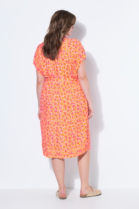 Midikleid, oversized, Color-Leo, Bindegürtel